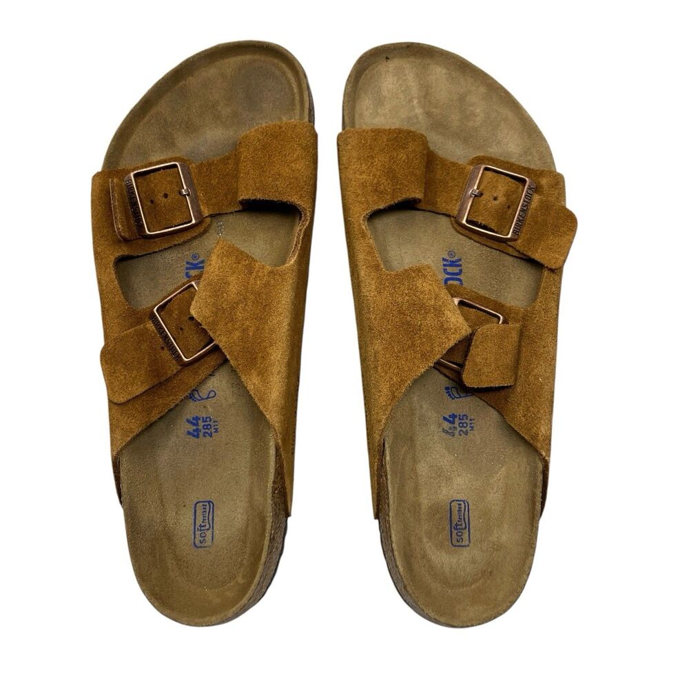 Birkenstock Arizona Mens 11 Cognac Brown Suede Leather Sandals Comfort EU 44